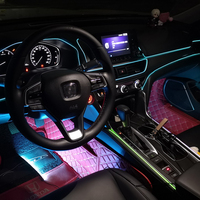 Bandes LED RGB 1M 2M 3M 4M 5M, flexibles, à fibres optiques, pour la décoration intérieure de voiture, contrôle par application, néon ambiant, lampe décorative invisible