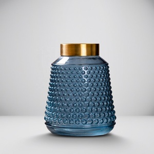 Beautiful High Quality <b>Blue</b> Umbert Textured <b>Blue</b> <b>Glass</b> <b>Vase</b> - Product Image 1