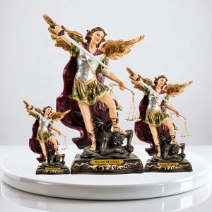 Statue religieuse en résine Saint-Michel, Noël, Nouvel An, faite à la main, peinte à la main, souvenirs chrétiens, décoration de la maison - Product Image 1