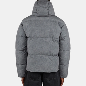 GLOWING NEON INDUSTRY Men's Trendy Streetwear Hooded Puffer Jacket Winter Casual Standard Thickness Polyester Windproof - Product Image 5