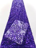 Tissu en dentelle perlée de luxe, tissu en dentelle à paillettes et cristaux, tissu pour robe de soirée de mariage