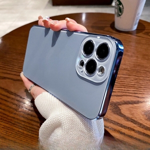 Custodia per telefono cellulare in vetro smerigliato elettrolitico per iPhone 14 Pro copertura protettiva All-Inclusive con lente a colori <span class=keywords><strong>Apple</strong></span> 13 originale - Product Image 2