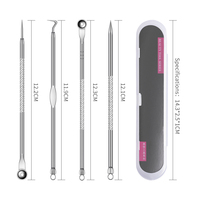 Extracteur de Comédons Professionnel en Or Rose, Kit d'Élimination des Points Noirs, Aiguille à Acné en Acier Inoxydable, Traitement de l'Acné du Visage