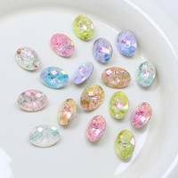 Kristal Warna-warni 3D untuk Seni Kuku, Rhinestone Potongan Kembang Api, Bentuk Telur Merpati, Bunga Es, Oval, Retak, Rhinestone Kuku Berujung Runcing