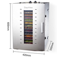 Déshydrateur commercial de nourriture de plateaux de la machine de séchage de légume fruit 16 pour le déshydrateur d'acier inoxydable de 40 ° C-90 °C