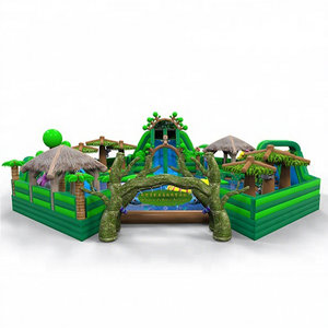 <span class=keywords><strong>Parque</strong></span> Acuático Inflable Gigante con Tobogán y Piscina, Diseño de <span class=keywords><strong>Animales</strong></span> Salvajes Verdes, para Niños - Product Image 3