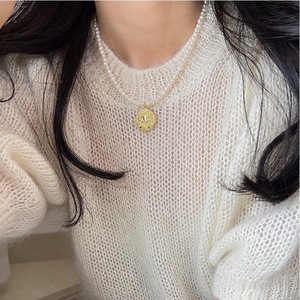 Collar de Moda para Mujer con Perlas Naturales, Cadena para Clavícula, Colgante de Moneda Dorada con Ojo de Diablo, Accesorio de Moda - Product Image 4