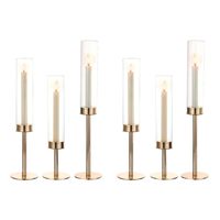 Porte-bougies modernes coniques dorés en verre cylindrique pour décorations de mariage, centre de table et accessoires de décoration de table