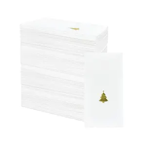 一次性烫金圣诞树图案鸡尾酒餐巾纸带标志