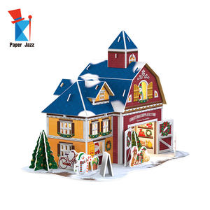 Maison <span class=keywords><strong>de</strong></span> <span class=keywords><strong>Village</strong></span> <span class=keywords><strong>de</strong></span> Noël pour enfants décoration et enseignement bricolage avec lumière LED chalet musical EPS mousse 3D Puzzle papier modèle jouet - Product Image 6