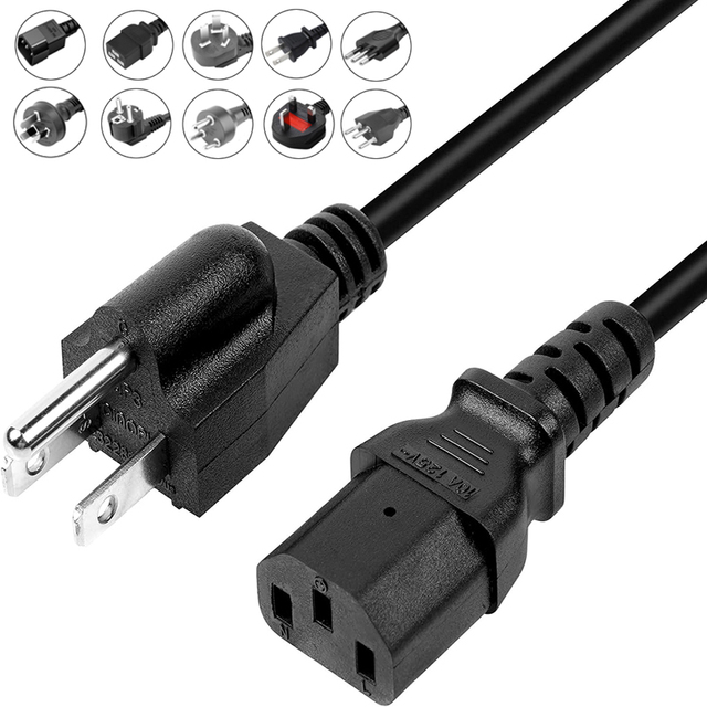 NEMA 5-15P to IEC C13 6FT Power Cable 3 Prong Laptop Replacement Power Cord for Tripp Lite Belkin Philips StarTech Dell Computer