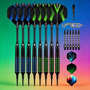 Fléchettes professionnelles modernes Dardo à pointe souple pour usage intérieur, avec tiges et plumes durables, pour cibles électroniques - Product Image 1