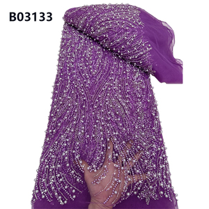 Chocoo Bán Buôn Sang Trọng Thêu Ngọc Trai Ren Vải Mới Nhất Màu Trắng Tinh Khiết Châu Phi Bridal Đính Cườm Ren Vải - Product Image 2