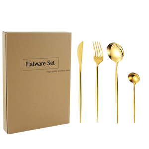 Juego de Cubiertos de Acero Inoxidable de Lujo de 24 Piezas, Cuchillo, Cuchara y Tenedor Dorados, Ecológicos, Personalizados para Bodas, Venta al por Mayor de Fábrica, Estilo Portugués - Product Image 1