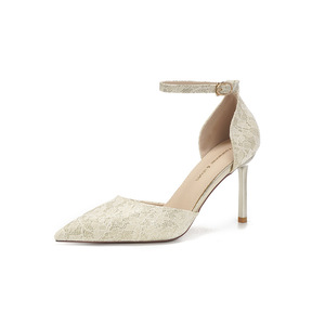 Glitter Pointed Toe Stiletto Heel Ankle <b>Strap</b> Bridal Pumps High Heel Wedding Shoes 8778F - Product Image 5