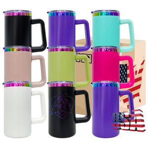 20 Pack Custom logo <b>Mirror</b> rainbow Plated 20oz Coffee Beer Mugs with Removable <b>Plastic</b> Handle for Laser Engraving - Product Image 1