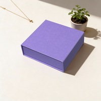 Boîte à bijoux magnétique rectangulaire à rabat sans insert en éponge, rose, violette, pour ensemble de bijoux en cristal et jade, petit lot, en carton
