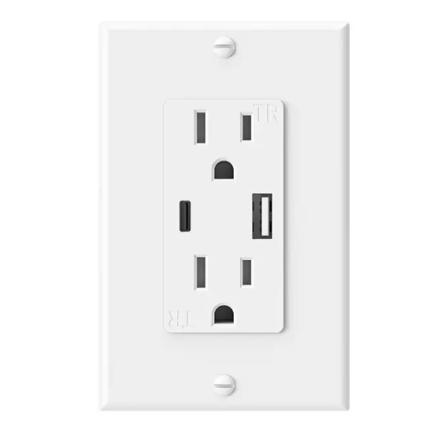 15 amp 125V Duplex USB receptacle Mỹ loại USB ổ cắm tường tốc độ cao loại A + C Cổng, đầu ra USB: 4.8A