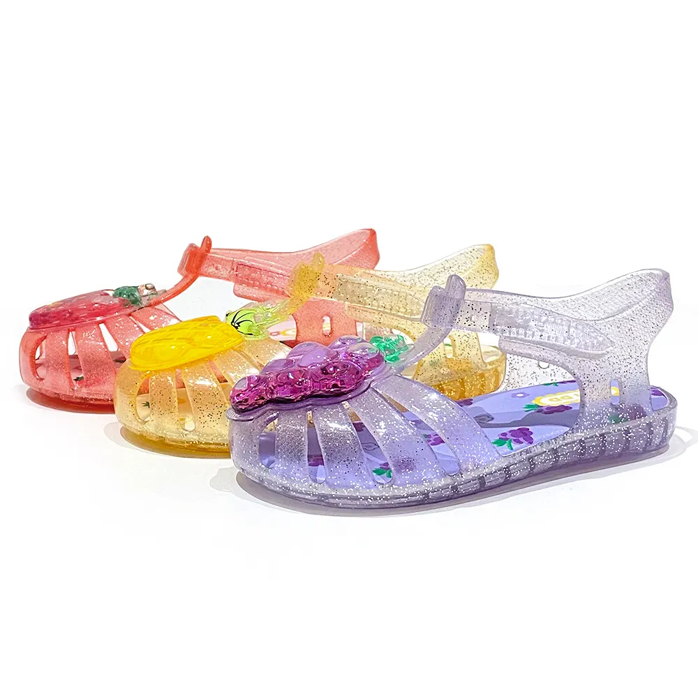 Sapatos de gelatina infantis de cristal, sapatos para o verão ao ar livre, sandálias de gelatina para bebê meninas