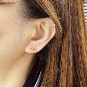 Zoryn Wholesale G23 Model 1 <b>Titanium</b> Alloy Five Zircon <b>Stud</b> Earrings Unisex High-End Jewelry Gold Plating - Product Image 6