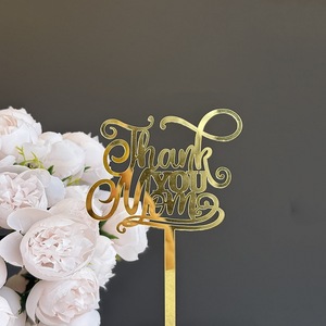 ท็อปเปอร์เค้กอะคริลิค รูปน้ำผึ้งและหวานๆ ขอบคุณแม่ ของตกแต่งเค้กวันแม่ สไตล์อินส์ สีทอง - Product Image 1