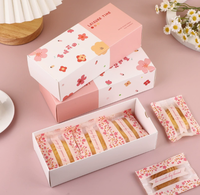Boîte à biscuits élégante en carton blanc biodégradable avec tiroir pour biscuits, bonbons roses, emballage cadeau à emporter