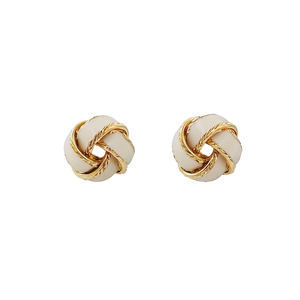 Orecchini a Perno E4770 Placcati in Oro con Design a Fiocco in Conchiglia, Gioielli Unisex Classici per Uso Quotidiano - Product Image 1