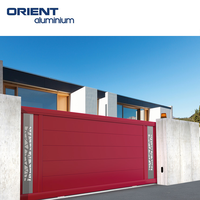 Guangdong Luxueux Grande Maison Gril Avant Coulissant Composé Mur Limite Porte En Aluminium Conception Clôture Portes Avec Lumière
