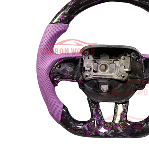 Volant <span class=keywords><strong>de</strong></span> voiture personnalisé en fibre <span class=keywords><strong>de</strong></span> carbone pour Dodge RTS Charger couleur violet style sport volant en cuir forgé - Product Image 2