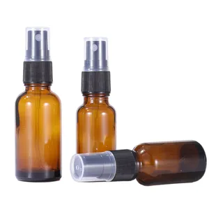20ml Amber Glass Fine Mist Spray Bottles Small Empty Refillable Travel Cosmetic Liquid Containers with Black Sprayer
