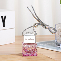 Diffuseur de parfum pour voiture, flacon suspendu rechargeable, diffuseur de parfum vide en verre de forme carrée