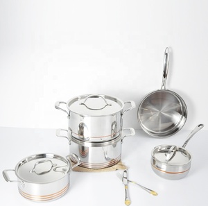 Bán Sỉ <span class=keywords><strong>10</strong></span> Cái Bộ Dụng Cụ Nấu Ăn Lõi Đồng Thép Không Gỉ 5 Lớp Chất Lượng Cao Dành Cho Nhà Bếp Nấu Nồi Đồng - Product Image 3