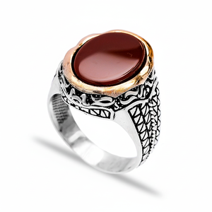 Red Agate Oval Shape Gemstone Authentic <b>Men</b> <b>Ring</b> Turkish Wholesale Handmade 925 Sterling Silver - Product Image 2