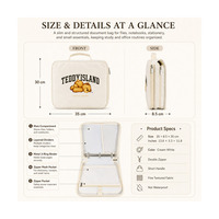 Sac de rangement pour documents Teddy Island, fabrication sur mesure, directement de l'usine, pour le bureau et l'école, esthétique, blanc crème, organiseur de dossiers