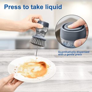 Xà phòng Dispenser món ăn Bàn chải cọ cọ bàn chải được trang bị với lưu trữ và thoát nước cơ sở cho đồ dùng nhà bếp và bồn rửa làm sạch - Product Image 2