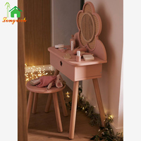 Ensemble de coiffeuse moderne pour filles, avec chaise, miroir et tiroir - pour la chambre à coucher, table de maquillage idéale pour s'entraîner à appliquer le maquillage