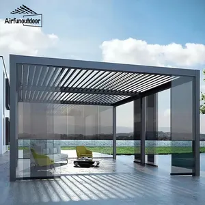 LED Light Waterproof Louver Garden Pergola With Aluminum Profile Outdoor Arches Arbours Pergolas Bridge Design