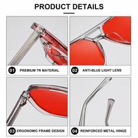 Gafas Sunray de Gran Tamaño con Doble Barra TR, Montura Gruesa de Aro Completo, Lentes con Tinte Naranja Degradado, Patillas OEM, Bloqueo de Luz Azul