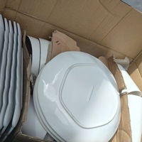 Nouvel ensemble de vaisselle en céramique et porcelaine blanche de grande taille, assiettes, bols, tasses et soucoupes, vendu par carton