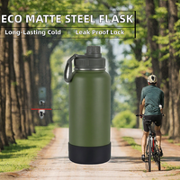 Gourde sport isotherme en acier inoxydable écologique à finition mate avec couvercle à verrouillage sécurisé pour adultes et cyclistes