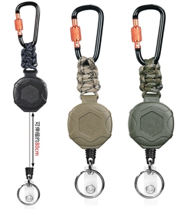 Porte-badge robuste avec mousqueton, enrouleur rétractable pour badge, porte-clés extensible avec cordon en acier et paracorde - Product Image 1