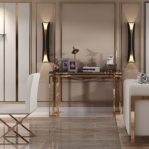 Puruo Hotel Entrance Hallway Luxury <strong>Silver</strong> <strong>Console</strong> Apartment Wall Home Furniture Stainless Steel Marble <strong>Console</strong> <strong>Table</strong> - Product Image 6