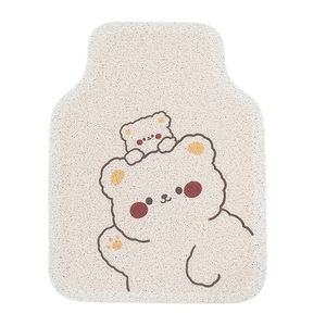 Tapis de sol de voiture en soie épaisse à motif d'ours de dessin animé, universels, 2 pièces, résistants à la saleté, faciles à nettoyer - Product Image 5