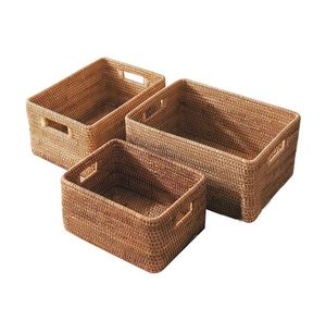 Cesto de Ropa Sucia Moderno, Tejido <span class=keywords><strong>a</strong></span> Mano, Ecológico, de Protección Ambiental, 100% Ratán Natural, con Asa - Product Image 1