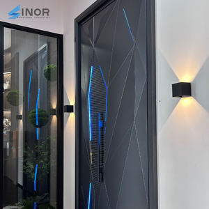 Porte d'entrée moderne en alliage d'aluminium avec panneau en verre trempé et installation facile en DIY pour appartement - Product Image 2