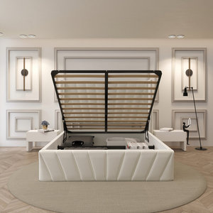 Kainice hiện đại KING-Size Lift lưu trữ giường thủy lực nền tảng không có hộp mùa xuân cần thiết da bọc đầu giường thanh hỗ trợ - Product Image 3