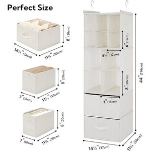 Hanging Closet Organizer With <b>Drawers</b> 33x15x85cm Foldable Fabric Storage For Bedroom Clothing Organization - Product Image 3