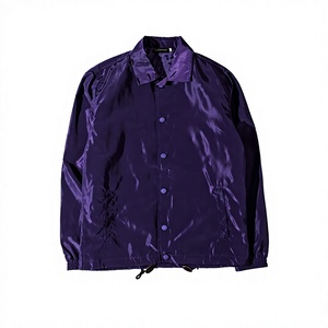 Men's Purple Polyester <b>Coach</b> Jacket With Button Closure Turn Down Collar Spring Wear Women's <b>Coaches</b> Jacket Waterproof - Product Image 1