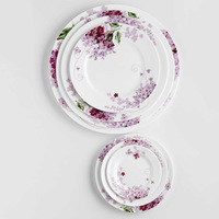 Assiette plate en céramique de style chinois, motif végétal, en porcelaine fine, de 4 à 10 pouces, couleur lilas, compatible micro-ondes, pour toutes les occasions