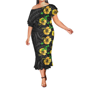 パシフィックアイランド服ポリネシアプラスサイズフィッシュテールポンチョドレスエレガントオフショルダーイブニングプロムドレスフォーマルガウン - Product Image 5